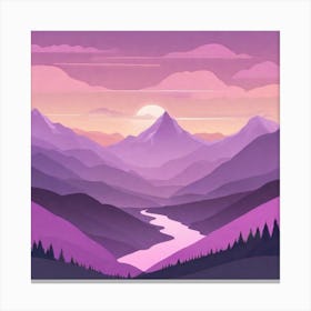 Misty mountains background in purple tone 116 Canvas Print