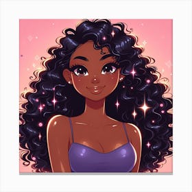 Black Girl With Curly Hair 3 Canvas Print