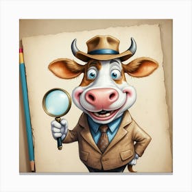 Cow With Magnifying Glass 7 Canvas Print