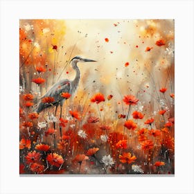 Lena1987 A Watercolor Illustration Of A Heron With Flowers In 02aedb86 486d 44fb 9ead E422d7ff79aa 0 Canvas Print