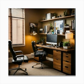 A Photo Of A Professional Office With A Desk And A (1) Canvas Print