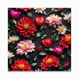 Seamless Pattern Of Flowers Canvas Print