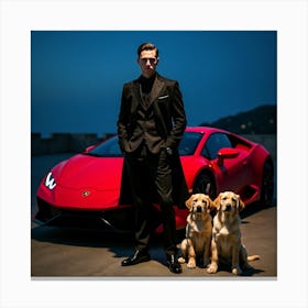 Two Dogs And A Lamborghini Canvas Print