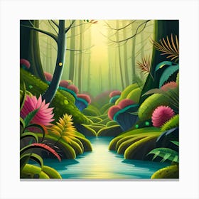 Illustration Of A Forest Canvas Print