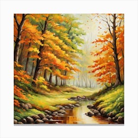 Forest In Autumn In Minimalist Style Square Composition 324 Canvas Print