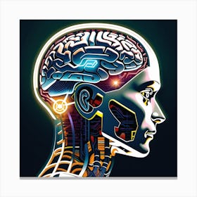 Futuristic Woman With Brain Canvas Print