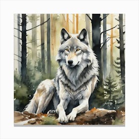 Wolf In The Woods 74 Canvas Print