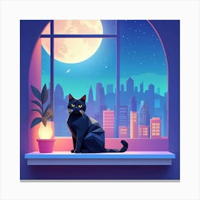 Cat On The Window Sill Canvas Print