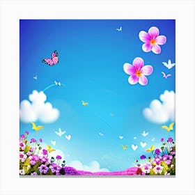 Floral butterfly color frame Canvas Print