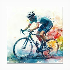 Watercolor Of A Cyclist Canvas Print