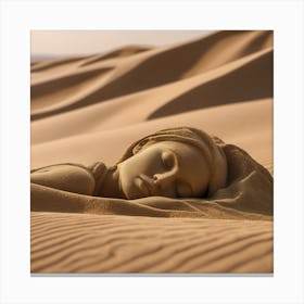 Sand Sculpture of sleeping lady Canvas Print
