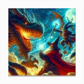 Wizard And Dragon Canvas Print