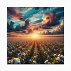 Cotton Field At Sunset Canvas Print