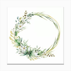 Watercolor Floral Wreath Canvas Print