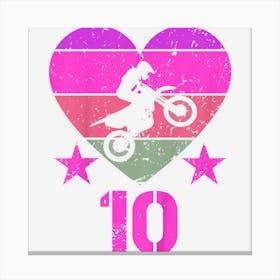 Kids Motocross Birthday 10 Year Old Boy Motocross 10th Birthday Canvas Print