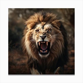 Lion Roaring Canvas Print