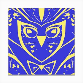 Abstract Owl Blue And Yellow Canvas Print