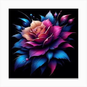 Rose On A Black Background Canvas Print