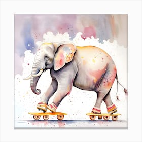Rollerskating Elephant Canvas Print