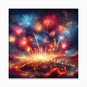 A Beautiful Image Of Fireworks In The Sky 3 Canvas Print