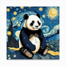 Panda At Starry Night Canvas Print