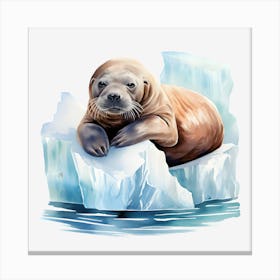 Seal On Ice Canvas Print