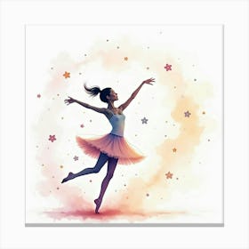 Watercolor Dance Scene With Floating Pastel Shapes 1 Canvas Print