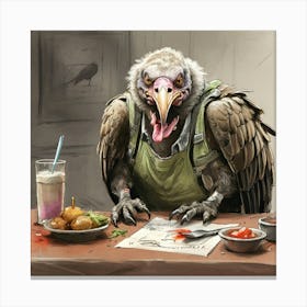 Vulture At The Table Canvas Print