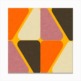 Retro Color Block Triangle Orange Square Canvas Print