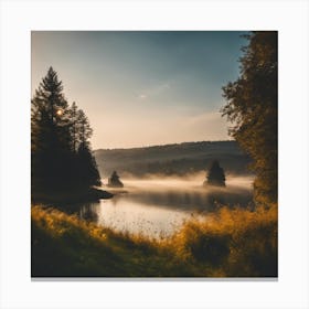 Misty Lake Canvas Print