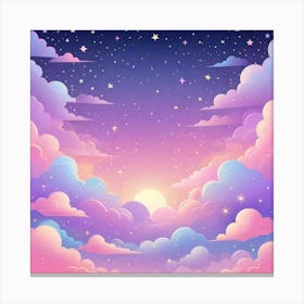 Sky With Twinkling Stars In Pastel Colors Square Composition 88 Canvas Print