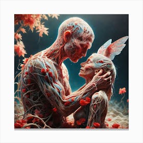 Man And A Woman Hugging Canvas Print