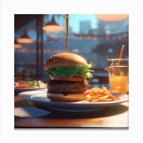Burger On A Plate 149 Canvas Print