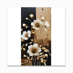 Flowers In Black And White Canvas Print