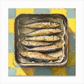 Sardines In A Tin Pastel Checkerboard 1 Canvas Print