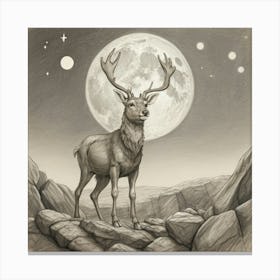 Deer In The Moonlight Canvas Print