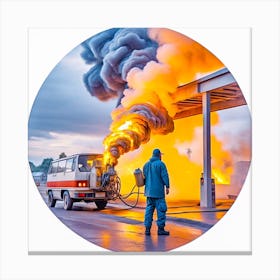 Gas Station Fire Canvas Print