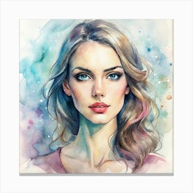 Watercolor Portrait Of A Woman 3 Canvas Print