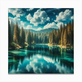 Lake In The Forest 4 Canvas Print