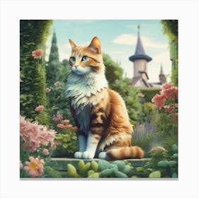 Cat In The Garden 1 Canvas Print