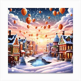 Vibrant New Year S Festivities In A Bustling Townscape Canvas Print