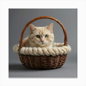 Cat In A Basket 7 Canvas Print