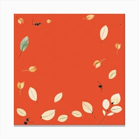 Autumn Artwork Showcasing Minimalist Design Featuring An Inventive Spread Of Leaves And Berries Sca Canvas Print