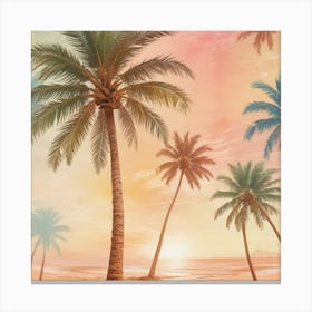 Palm Trees On The Beach 1 Canvas Print