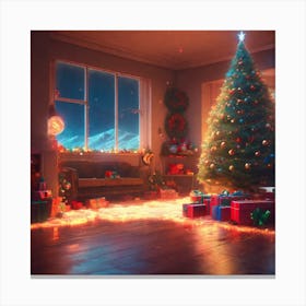 Christmas Tree In The Living Room 69 Canvas Print