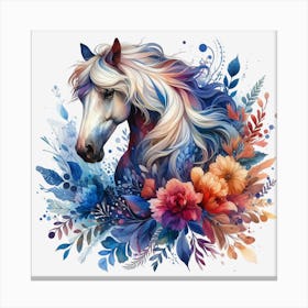 Horse With Flowers 4 Canvas Print