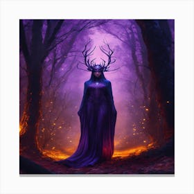 A Mysterious Witch Cloaked In Purple Chaos Energy Canvas Print