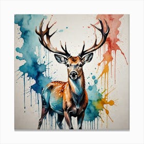 Water Colored Wall Painting Of A Deer Water Color Spray Canvas Print