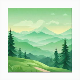 Misty mountains background in green tone 88 Canvas Print