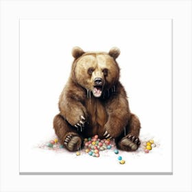 Bear Eating Candy Canvas Print